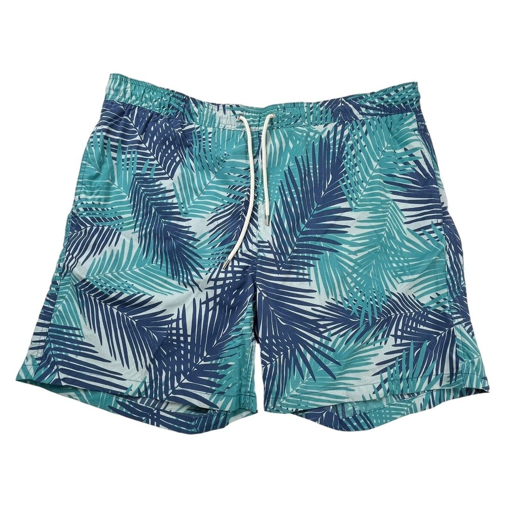 Brooks Brothers Board Shorts Trunks Lined Blue Tropical Palm Beach Mens Size L